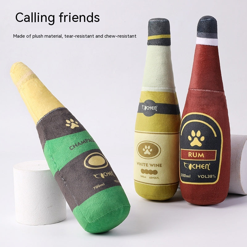 Dog Toy Champagne Bottle Bite-resistant Plush Toy / Juguete para perros