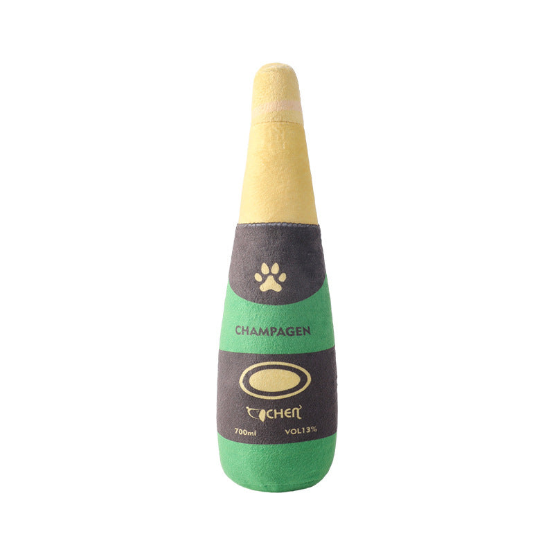 Dog Toy Champagne Bottle Bite-resistant Plush Toy / Juguete para perros