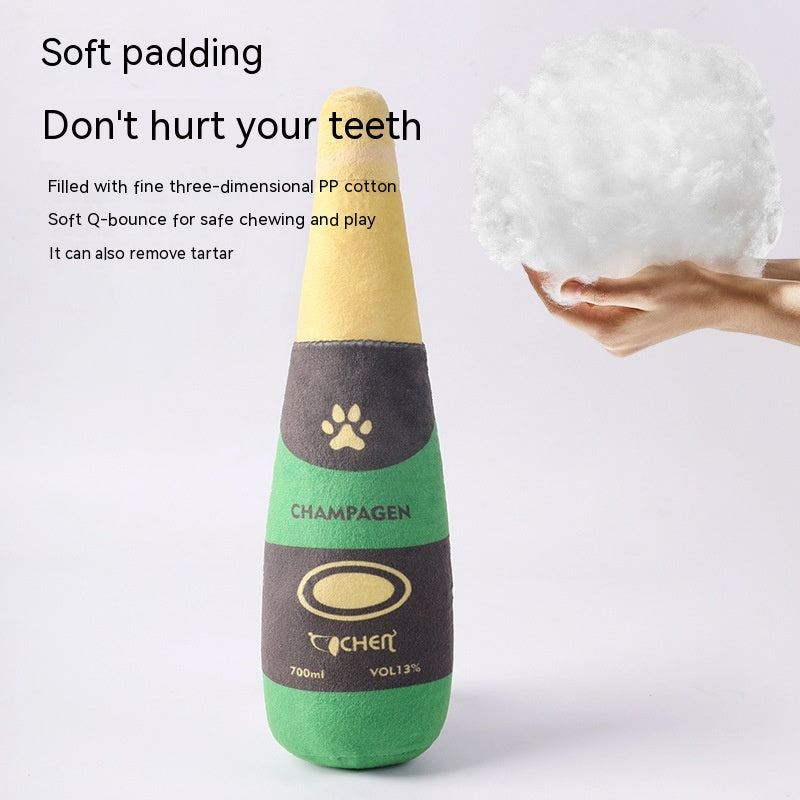 Dog Toy Champagne Bottle Bite-resistant Plush Toy / Juguete para perros