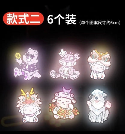 Battery car stickers cartoon strawberry bear car stickers electric car decoration body scratches blocking reflective stickers helmet stickers