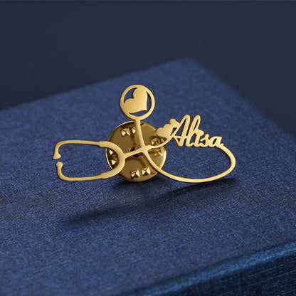 Design your gift for your favorite NURSE and/or DOCTOR - Stainless Steel DIY Name Letter Stethoscope Brooch