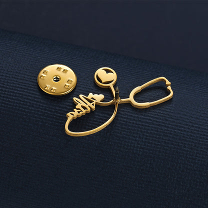 Design your gift for your favorite NURSE and/or DOCTOR - Stainless Steel DIY Name Letter Stethoscope Brooch