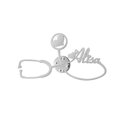 Design your gift for your favorite NURSE and/or DOCTOR - Stainless Steel DIY Name Letter Stethoscope Brooch