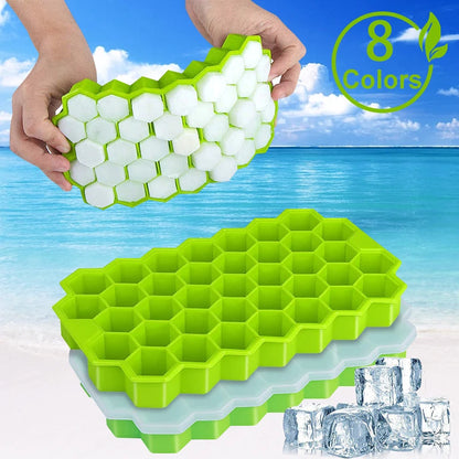 SILIKOLOVE 蜂窝冰块托盘，带可拆卸盖子硅胶冰块模具不含 BPA