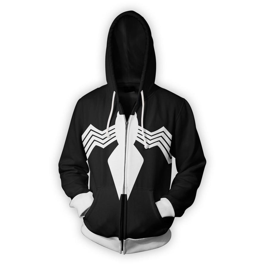 Symbiote Spider Man Zip Up Hoodie / Sweater con cierre y capucha