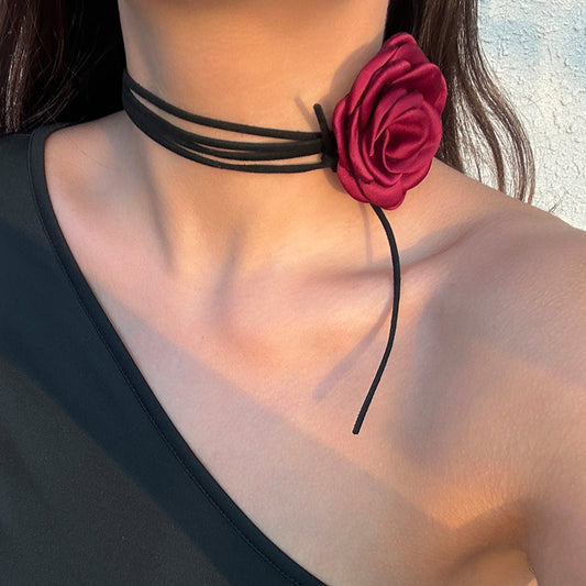 New Plant Velvet Flower Necklace For Women