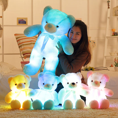 Candy Color Luminous Bear Hug Bear Plush Toy Teddy Bear Children's Doll Birthday Christmas Gift Delivery