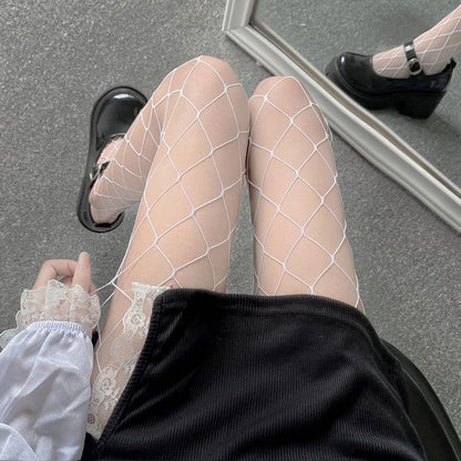 热销女式长性感渔网丝袜鱼网连裤袜网状尼龙紧身衣内衣皮肤大腿高筒丝袜