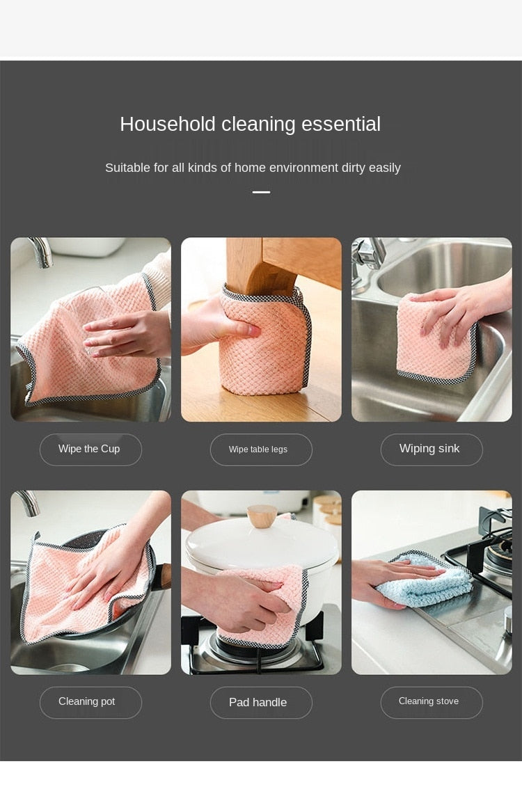 Kitchen Daily Dish Towel, Dish Cloth, Kitchen Rag, Non-stick Oil, Thickened  Table Cleaning Cloth, Absorbent Scouring Pad